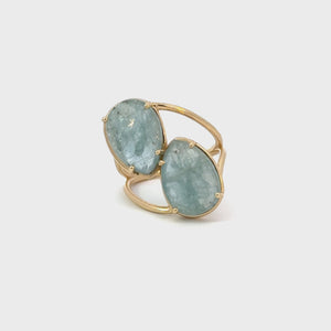 Pear Shape Aquamarine Duo Rose Cut Ring