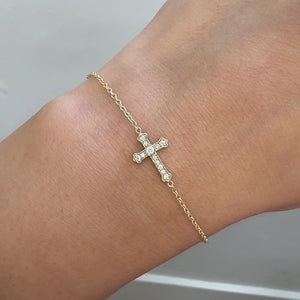 Diamond Sideways Cross Bracelet