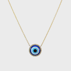 Round Diamond Evil Eye Necklace