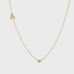 Single Letter Diamond Bezel Necklace