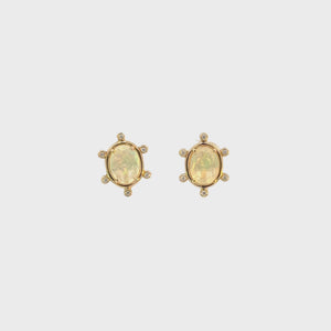 Opal and Diamond Halo Studs