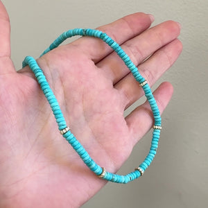 Turquoise Diamond Bead Necklace