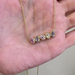 Oval Sapphire Bar Necklace