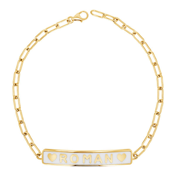 14K Gold ID Bracelet, Baby Bracelet, Cuban Link Chain Bracelet, 14KY C –  YanYa