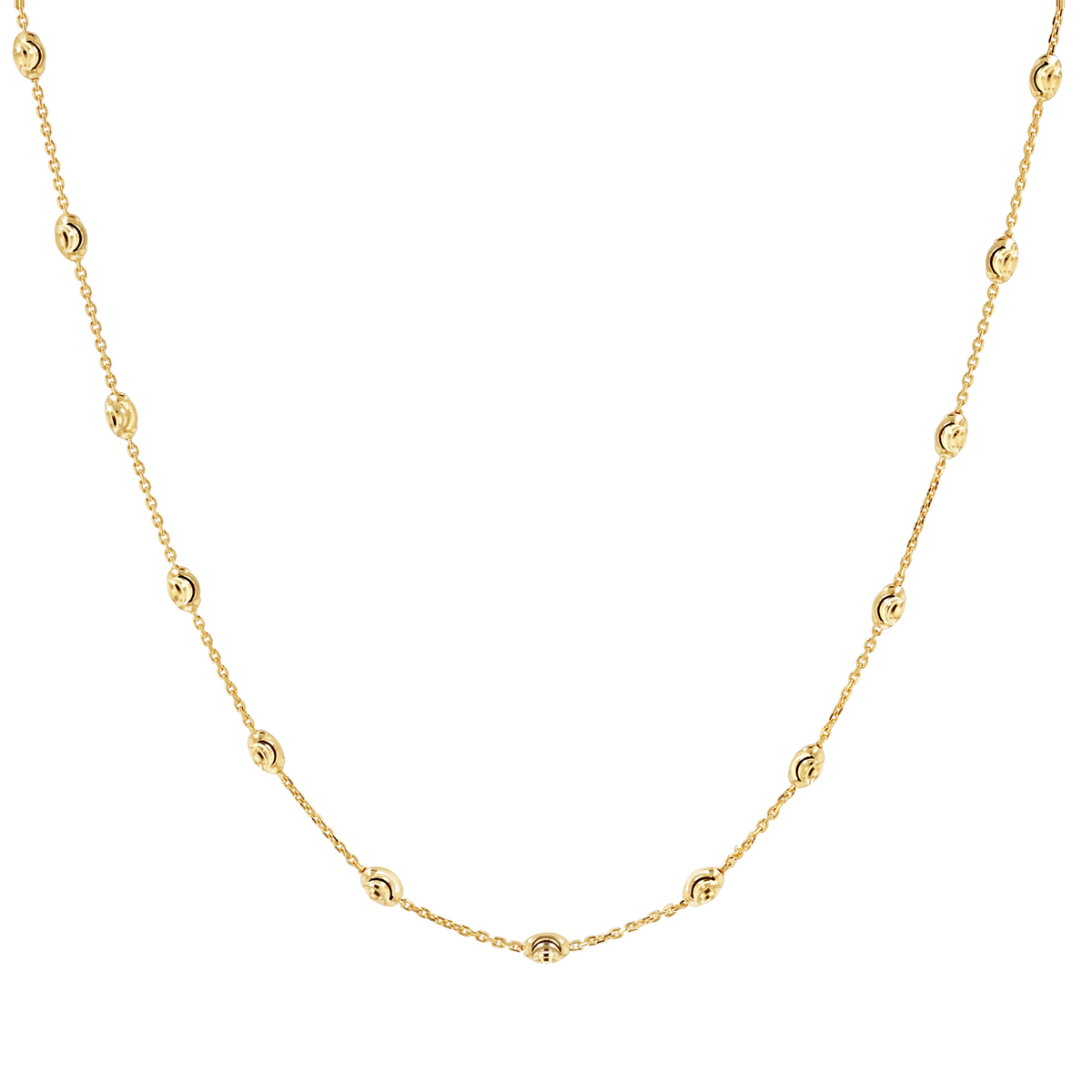 14K Gold Spaced Mooncut Bead Necklace – Baby Gold