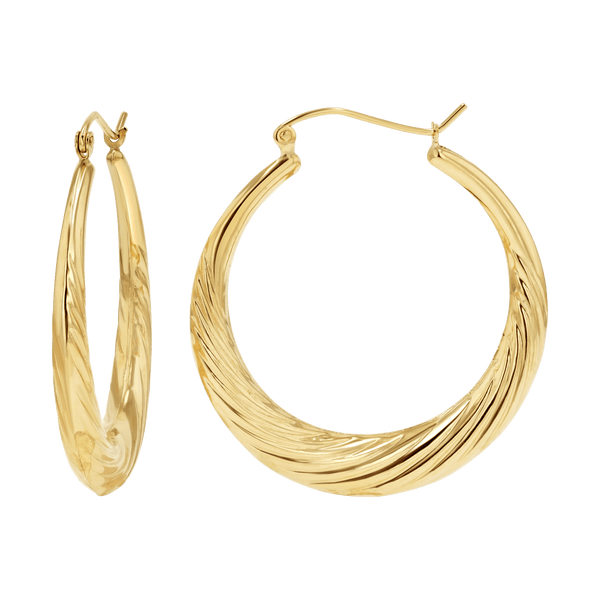 Oval Twisted Hoop Earrings in 14K Solid Yellow Gold, Shiny Polished croissant hoop, hotsell Hand made real gold hoop gift for holiday