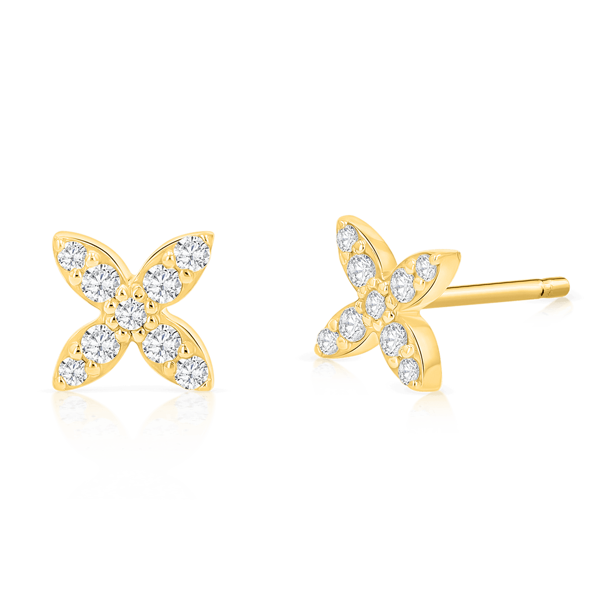 Floral Diamond Studs – Baby Gold