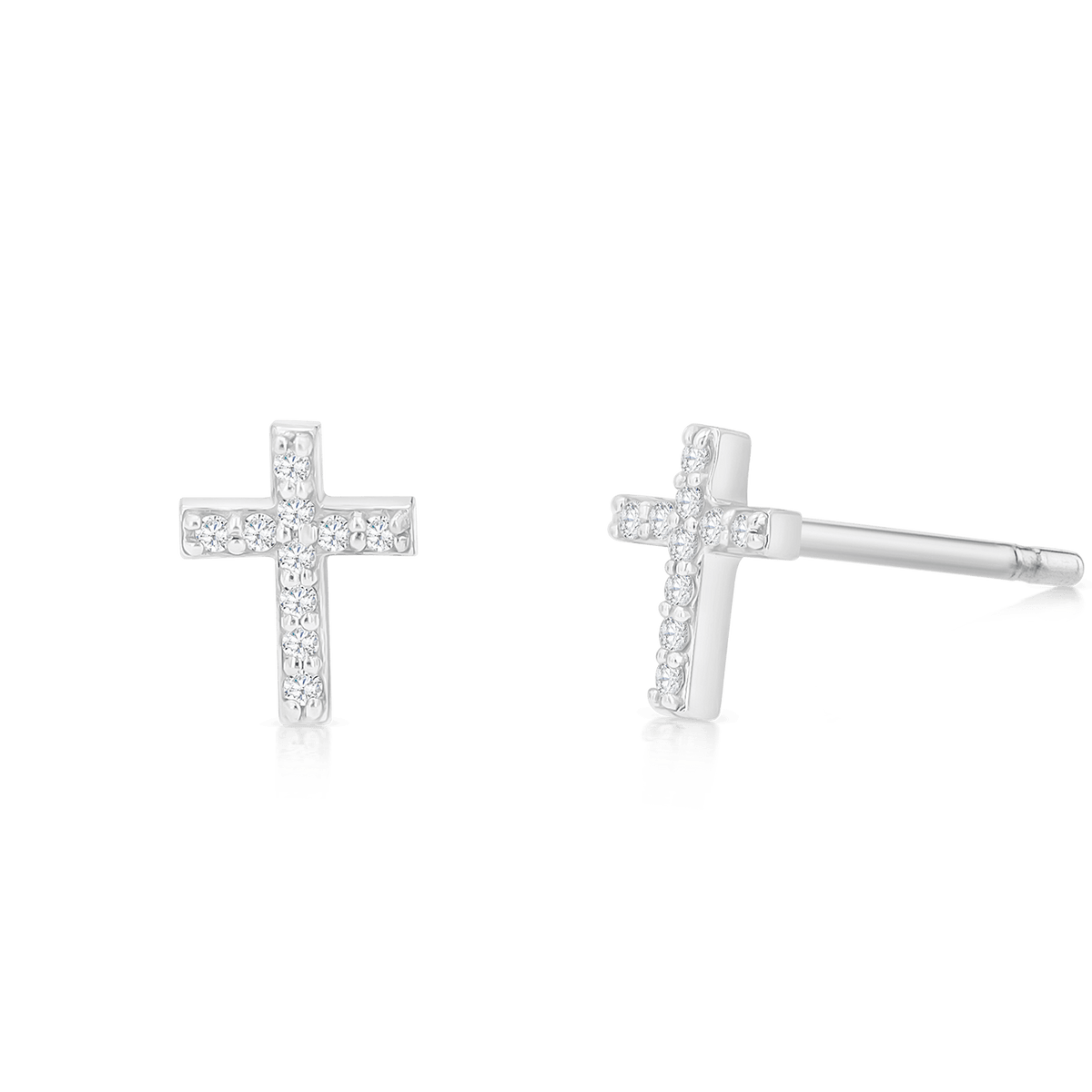 Diamond Pave Cross Earrings – Baby Gold