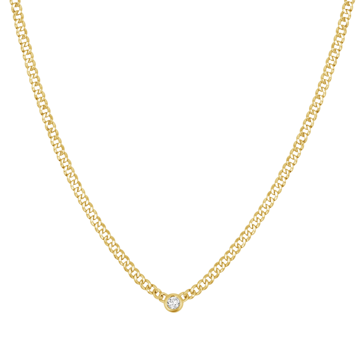 Cuban Link Diamond Solitaire Necklace – Baby Gold