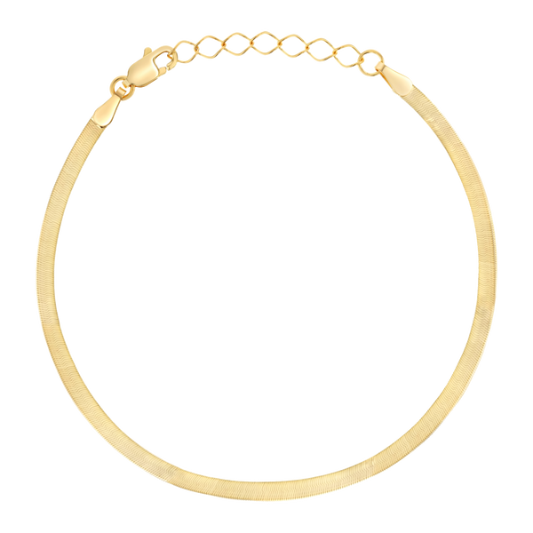 14K Gold Thin Herringbone Bracelet 3mm Baby Gold