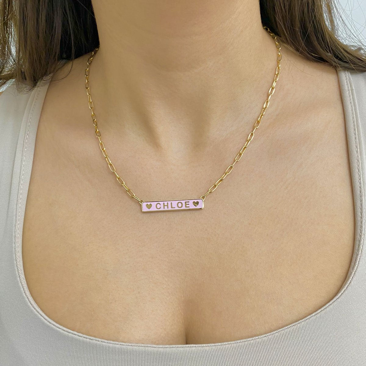 14K Gold Custom Enamel ID Necklace – Baby Gold