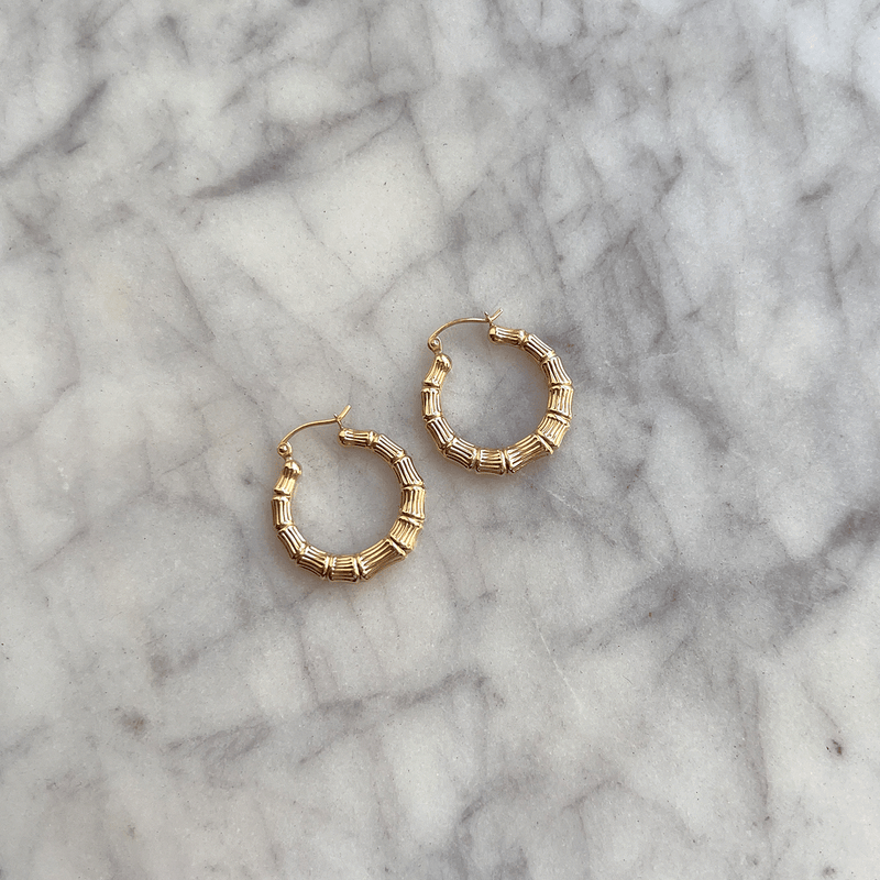 14K Gold Bamboo Hoop Earrings – Baby Gold