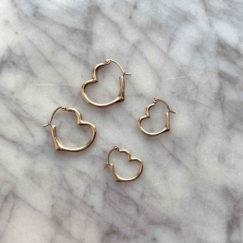 14K Gold Heart Hoop Earrings – Baby Gold