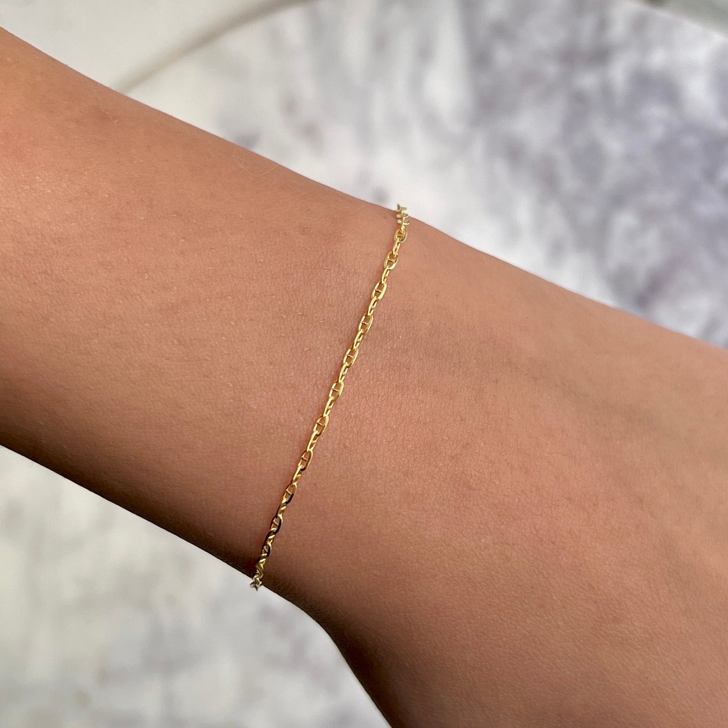 Mariner Anchor Chain Link Bracelet 14K Yellow Gold / 7.5 Inches by Baby Gold - Shop Custom Gold Jewelry