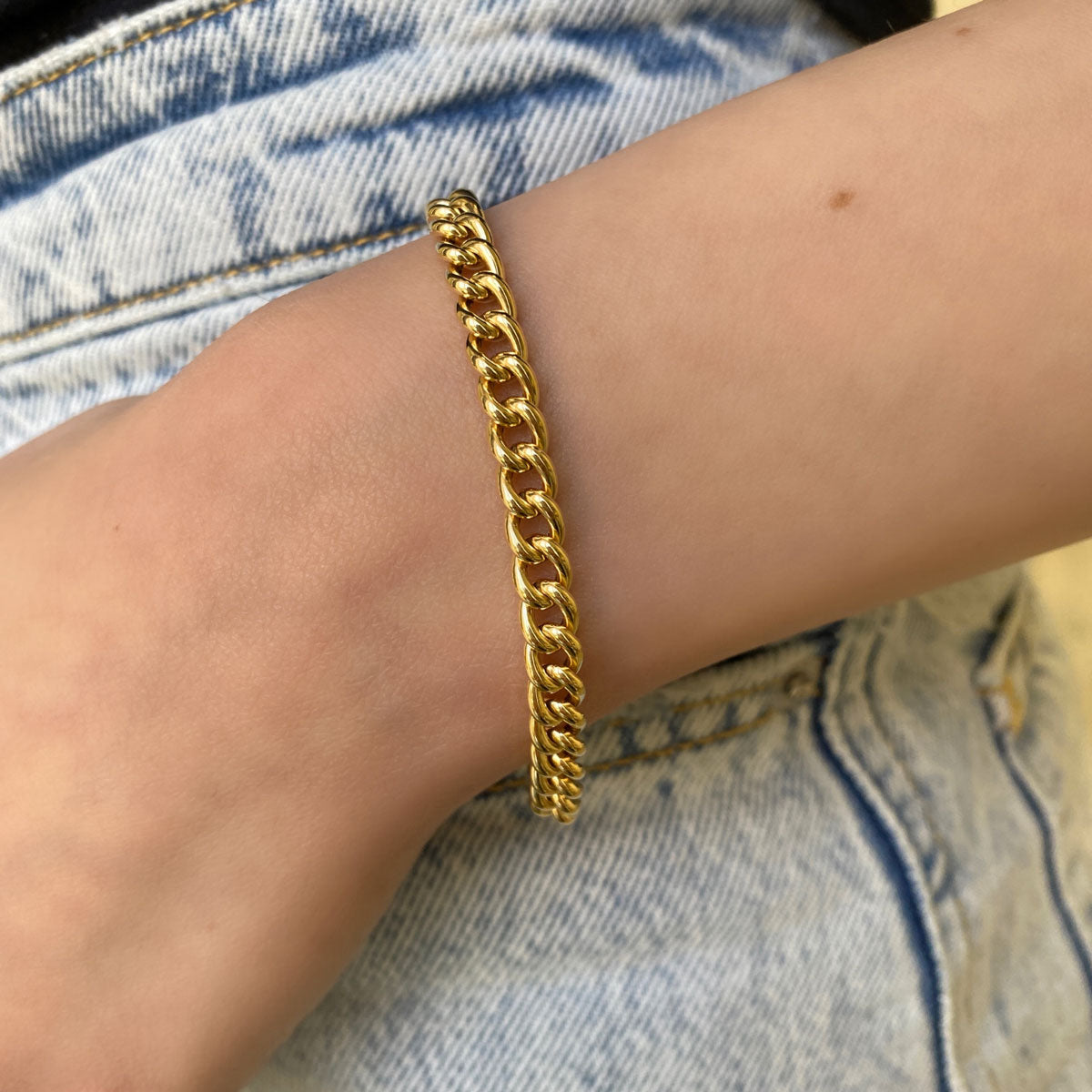 14K Dainty Cuban Link Chain Bracelet 14K Yellow Gold / 7.5 Inches by Baby Gold - Shop Custom Gold Jewelry