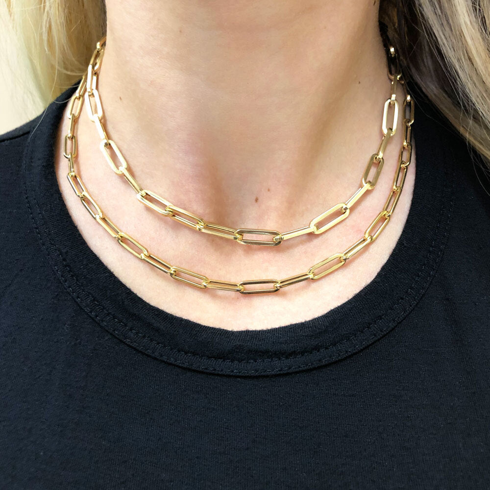 14k Gold Paperclip Chain Necklace 