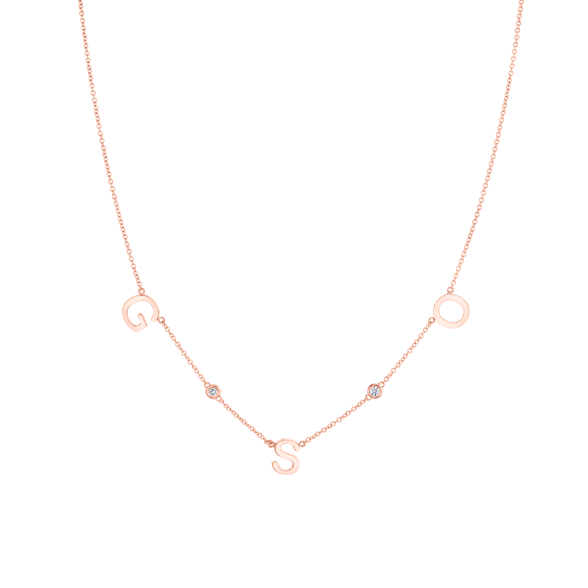 Triple Letter Diamond Bezel Necklace – Baby Gold