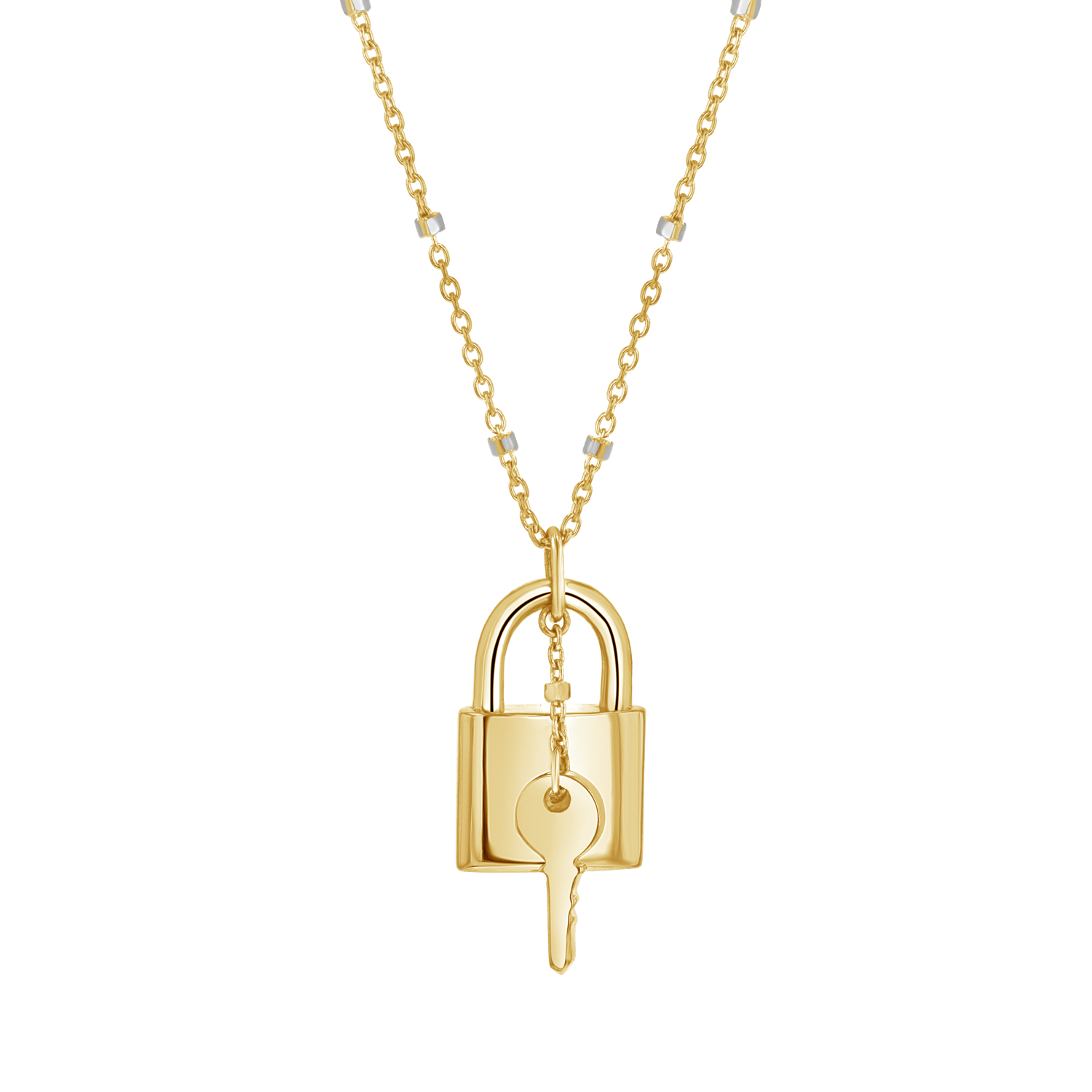 14kt Gold Engravable Lock Necklace