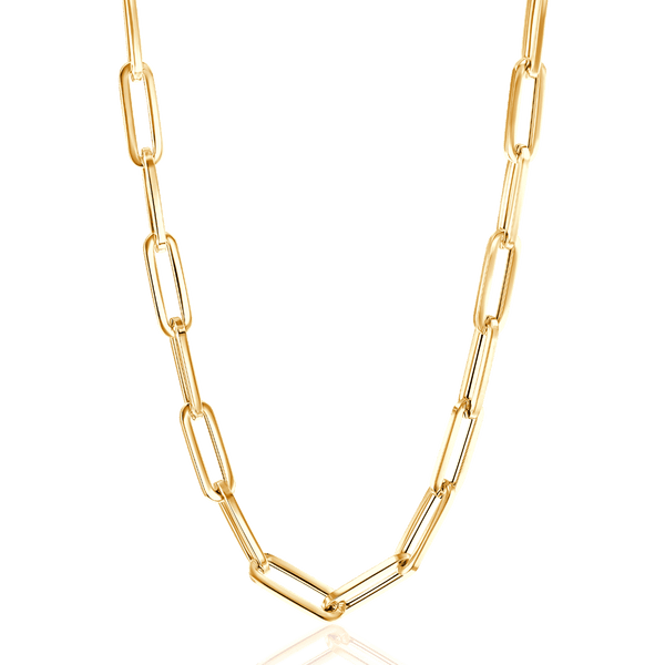 14k Yellow Gold 3.5mm Paper Clip Chain Necklace 16 Inches | Sarraf.com