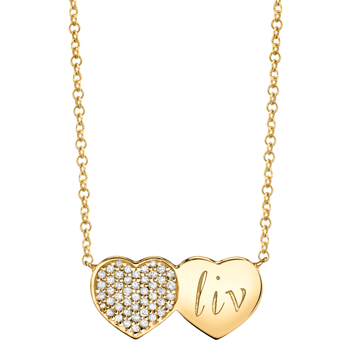 Twin Heart Necklace – Baby Gold