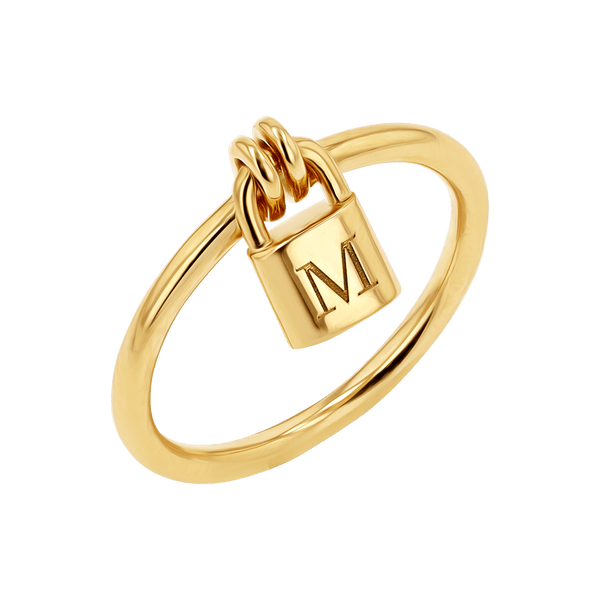 14K Gold Engravable Initial Love Padlock Ring – Baby Gold