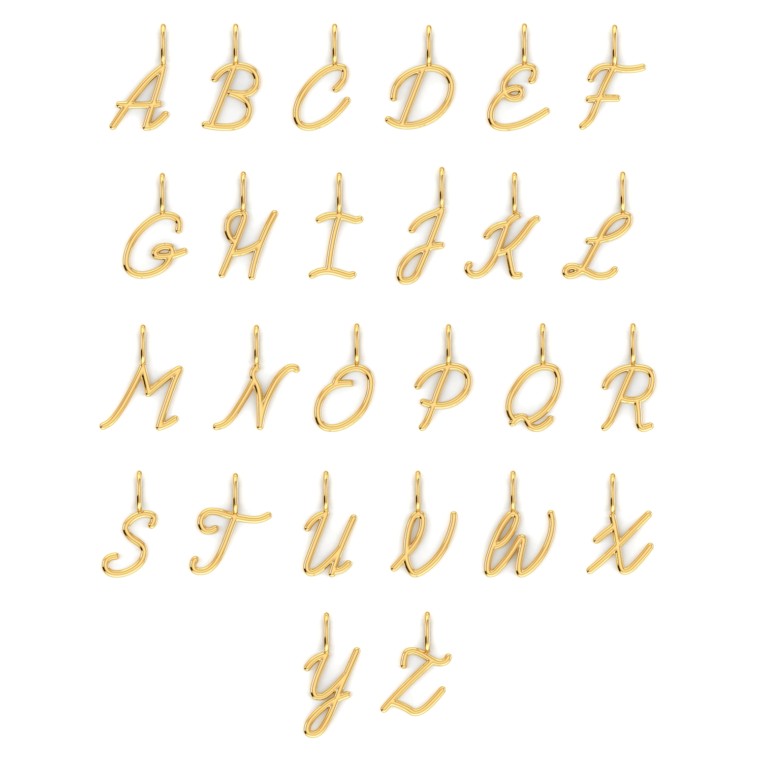 Gold Finished Clip-On Ready to Wear Letter Charms Alphabet Charms Initial  Charm